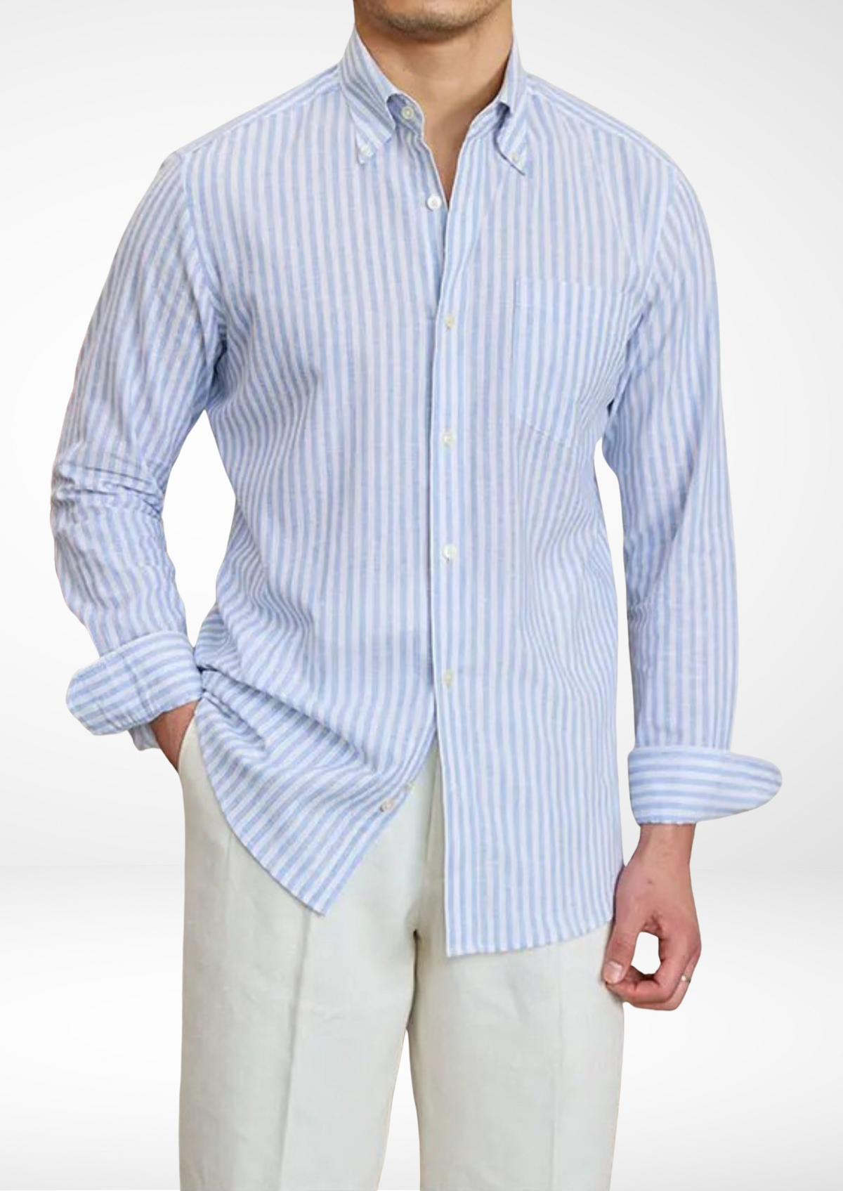 PORTOFINO STRIPED COASTAL SHIRT - Light Blue